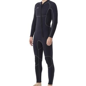 Hevto Full Wetsuit Mens S Black Excellent 3/2mm Neoprene Front Zip M2-Black